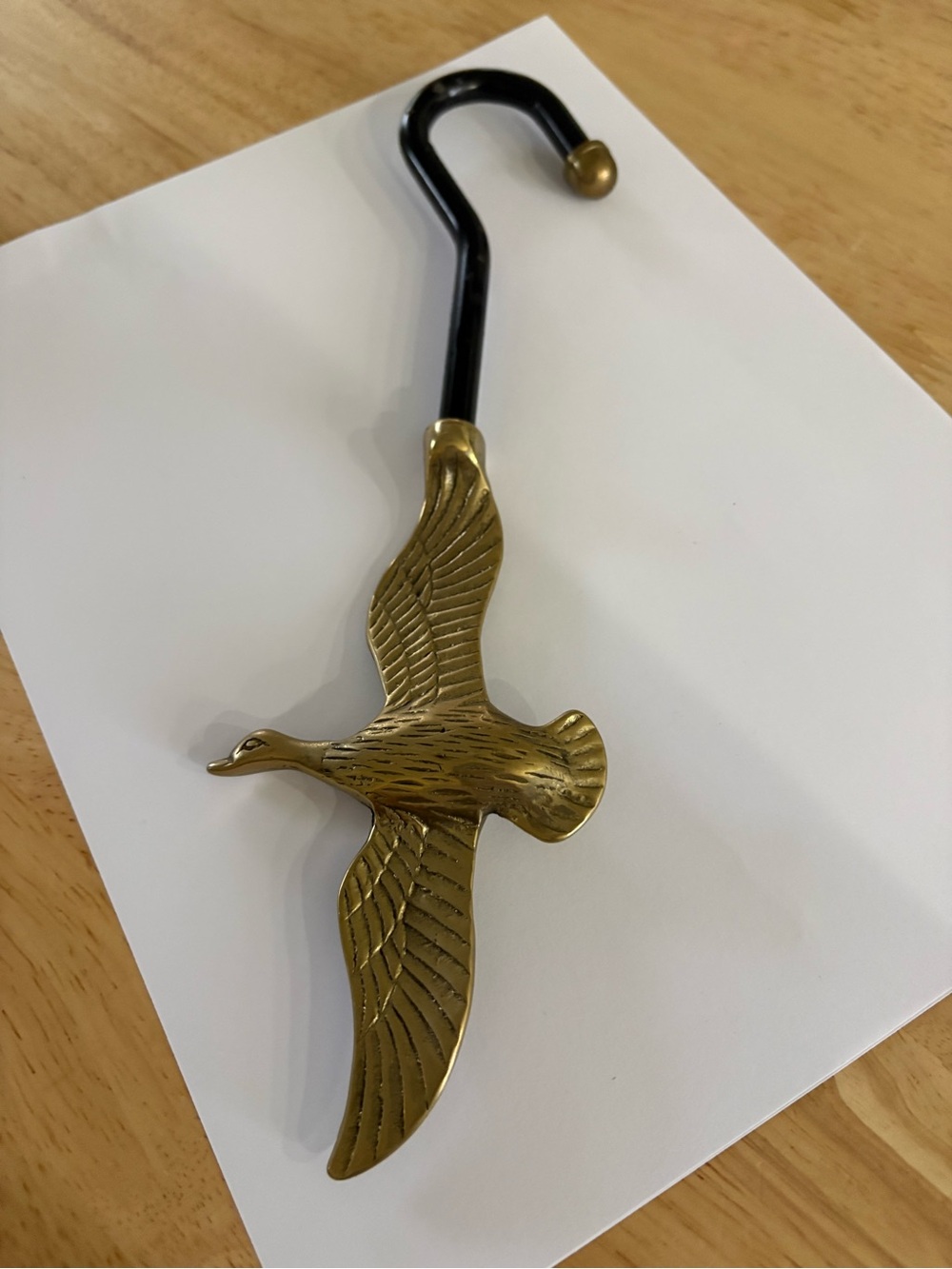 Vintage Brass Fireplace Damper Hook w/Mallard Duck